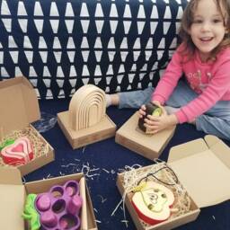 Montessori Waldorf Strawberry Stacker Toy - Organic Wood Fruit Collection - thumbnail 4