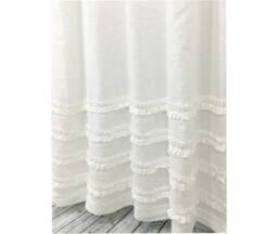 White Shower Curtain With Rows Of Ruffles, 100% Linen, 72x72, 72x85, 72x94, Or Custom Size, Ruffles - thumbnail 1