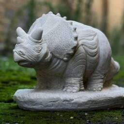 Triceratops Concrete Statue Handcrafted Dinosaur Garden Decoration Cement Prehistoric Sculpture Outdoor Wildlife Ornament Animal Lover Gift - thumbnail 3