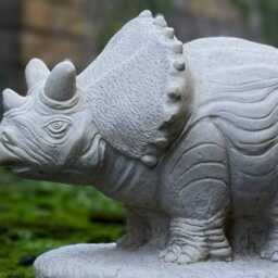 Triceratops Concrete Statue Handcrafted Dinosaur Garden Decoration Cement Prehistoric Sculpture Outdoor Wildlife Ornament Animal Lover Gift - thumbnail 2