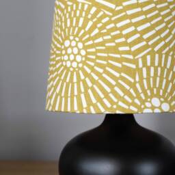 Mustard Yellow Scandinavian Fabric Lampshade, Abstract Pattern, Handmade Cone Or Cylinder Shape - thumbnail 3