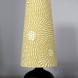 Mustard Yellow Scandinavian Fabric Lampshade, Abstract Pattern, Handmade Cone Or Cylinder Shape - thumbnail 2