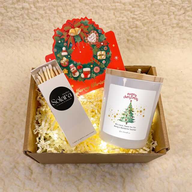 Personalised Thank You Teacher Christmas Candle Gift, Appreciation Xmas Present, Childminder Keepsake - image 1