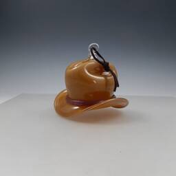 Tan Mini Cowboy Hat Ornament - Horseshoe Stand Optional - thumbnail 1
