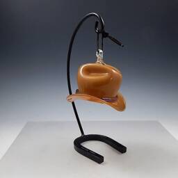 Tan Mini Cowboy Hat Ornament - Horseshoe Stand Optional - thumbnail 2
