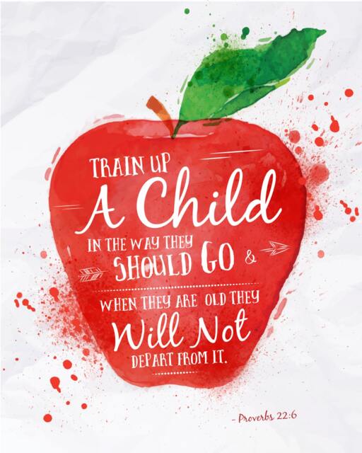 Teacher Appreciation Gift, End Of Year Train Up A Child Proverbs 226, Classroom Decor, School Room Apple Wall Print - image 1