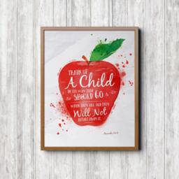 Teacher Appreciation Gift, End Of Year Train Up A Child Proverbs 226, Classroom Decor, School Room Apple Wall Print - thumbnail 2