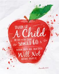 Teacher Appreciation Gift, End Of Year Train Up A Child Proverbs 226, Classroom Decor, School Room Apple Wall Print - thumbnail 1