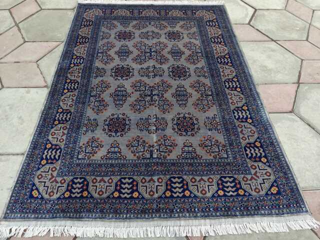 Handcrafted Wool Saruki Rug Traditional Turkmen Carpet - 6.7x5.1 Ft - image 1