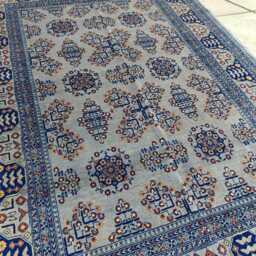 Handcrafted Wool Saruki Rug Traditional Turkmen Carpet - 6.7x5.1 Ft - thumbnail 2