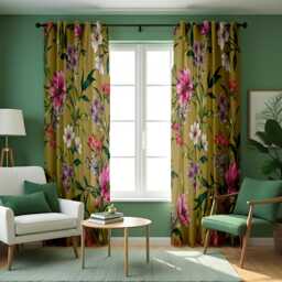Floral Botanical Curtains, Pink & Purple Bloom Pattern Garden Print Drapes, Made To Measure Window Curtain Panels