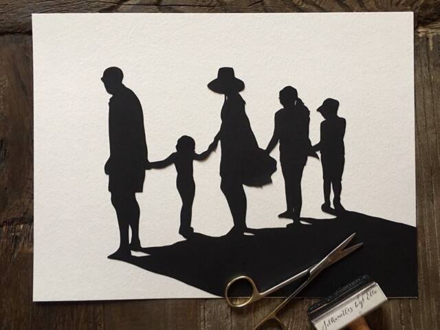 Custom Hand-Cut Family Silhouette Portrait Heirloom Art - image 1