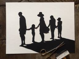Custom Hand-Cut Family Silhouette Portrait Heirloom Art - thumbnail 1