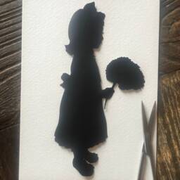 Custom Hand-Cut Family Silhouette Portrait Heirloom Art - thumbnail 3