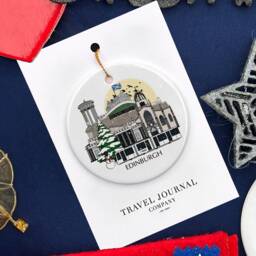 Edinburgh Scotland Personalised Christmas Tree Ceramic Ornament Decoration Gift Present Xmas Bauble Festive Decor Home Disc Holiday Custom - thumbnail 3