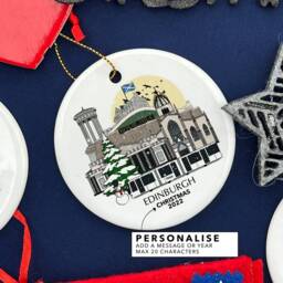 Edinburgh Scotland Personalised Christmas Tree Ceramic Ornament Decoration Gift Present Xmas Bauble Festive Decor Home Disc Holiday Custom - thumbnail 2