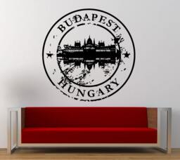 Budapest Hungary Stamp Wall Decal Sticker Vinyl Mural Leaving Bedroom Room Home Decor Free Shipping L350 - thumbnail 1