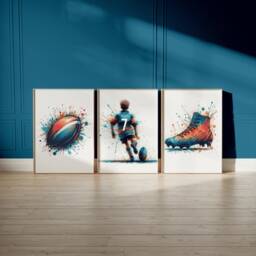 Personalised Boys Rugby Prints - Set Of 3 Posters - Custom Kids Bedroom Decor Gifts Boy Wall Art Personalized Artwork - thumbnail 2