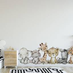 Nursery Wall Decals Jungle Safari Animals - Peel & Stick, Gender Neutral Decor, Baby Giraffe Decal - thumbnail 3