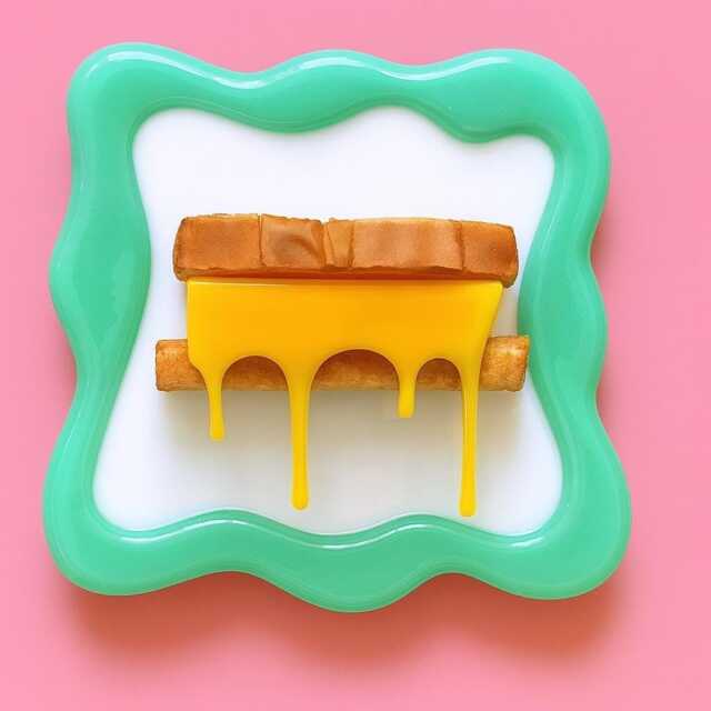 Grilled Cheese Resin Wall Art Sculpture Kitsch Dopamine Decor Retro Kitchen Hanging Food Pop Quirky Cheesy Home Accent - image 1