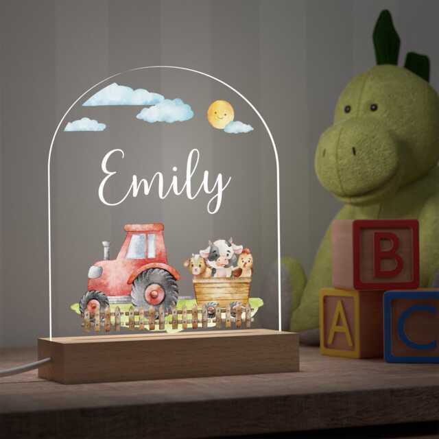 Personalised Farm Night Light Custom Farmyard Nursery Led Lamp With Any Name - image 1