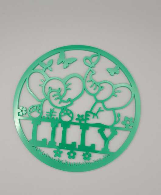 Personalised Safari, Elephants, Wild Animals Bedroom Decor, Nursery Decor Name, Door Or Wall Hanger in Acrylic Wood - image 1