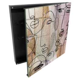 Lineart Key Cabinet For Home, Beige Box Wall, Abstraction, Lovers Of Art & Abstraction