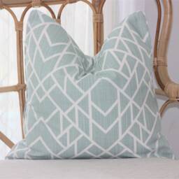 Seafoam Blue Cotton Piped Cushion Cover - Hampton Style Geometric & Raindrops Designs Australian Made Designer Cushions - thumbnail 3