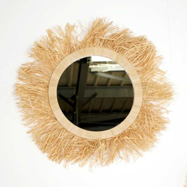 Raffia Mirror With Fringes - image 1