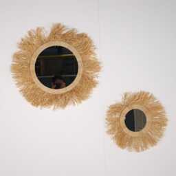 Raffia Mirror With Fringes - thumbnail 2