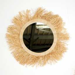 Raffia Mirror With Fringes - thumbnail 1