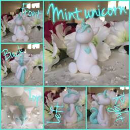 White Glitter Unicorn With Mint Details - thumbnail 4