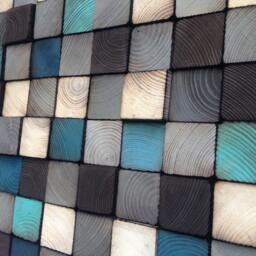 Reclaimed Pine Wood Wall Art - Geometric Sculpture - thumbnail 3
