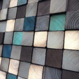 Reclaimed Pine Wood Wall Art - Geometric Sculpture - thumbnail 4