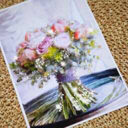 Custom Wedding Bouquet Portrait, Flower Preservation, Bridal Keepsake, Newlywed Gift, Floral Glitter Print, Illustration - thumbnail 1