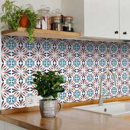 Red Cream Tile Stickers Fliesenaufkleber Wall Mural Bath Tile Mexican Set Of 20 Tiles Star Decals Kitchen Tiles K20 - thumbnail 2