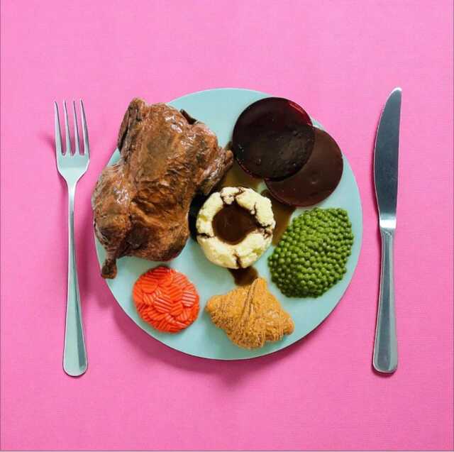 Chicken Dinner Plate Wall Hanging/Dopamine D??cor/Fake Food/Kitchen D??cor/Food D??cor/Pop Art/Maximalist D??cor/Funny Clock/Unique Gift - image 1