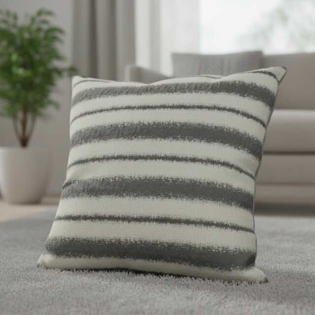 Super Soft Grey Cream Stripe Cushion Cover 45x45 cm - 18x18 - image 1