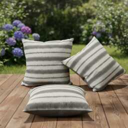 Super Soft Grey Cream Stripe Cushion Cover 45x45 cm - 18x18 - thumbnail 4