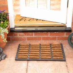 Rubber Tray With Coir Brushes Doormat 60 X 40 2cm Anti Slip Backing - thumbnail 2