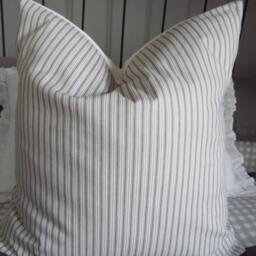 Ticking Stripe Pillow Cover Farmhouse Country Decor - thumbnail 2