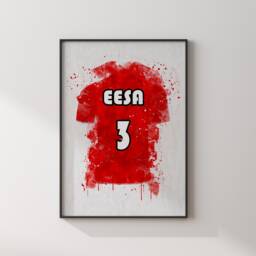 Set Of 3 Personalised Childrens Islamic Wall Art Prints in Red & White Football Theme Morning Dua Sleeping - thumbnail 3
