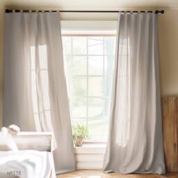 Tab Top Linen Curtain Panel, Farmhouse Style - thumbnail 1