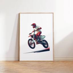 Motocross Wall Art Print - Set Of 3 Minimalist Dirt Bike Posters - Motorcycle Poster Biker Artwork Boys Room Decor - thumbnail 2