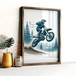 Motocross Wall Art Print - Set Of 3 Minimalist Dirt Bike Posters - Motorcycle Poster Biker Artwork Boys Room Decor - thumbnail 3