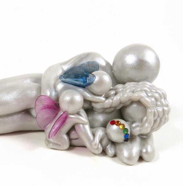 Rainbow Baby Blessing Sculpture Handmade Clay Art With Crystal Crown - image 1