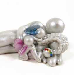 Rainbow Baby Blessing Sculpture Handmade Clay Art With Crystal Crown - thumbnail 1
