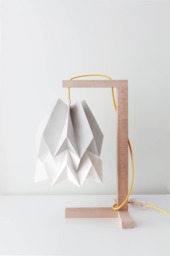Table Lamp, Origami Lamp - Lamp Light Grey With Polar White Stripe Wooden Structure - thumbnail 1