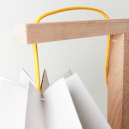 Table Lamp, Origami Lamp - Lamp Light Grey With Polar White Stripe Wooden Structure - thumbnail 3