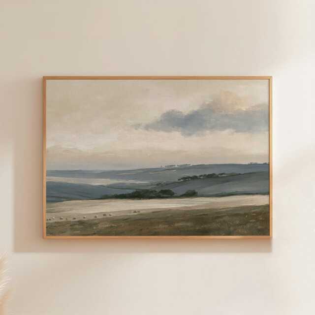 Sage Hills Poster, Rolling Landscape Wall Art, Neutral Country Print - image 1